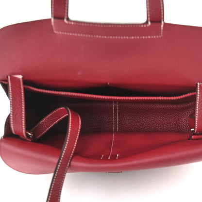 Hermes Taurillon Clemence Halzan 31 GM Rouge Grenat 5 of 10
