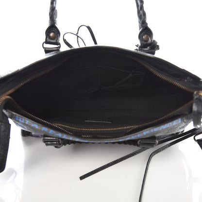 Balenciaga Agneau Arena Graffiti All Over Classic Hardware S City Black Bleu Violet 5 of 9