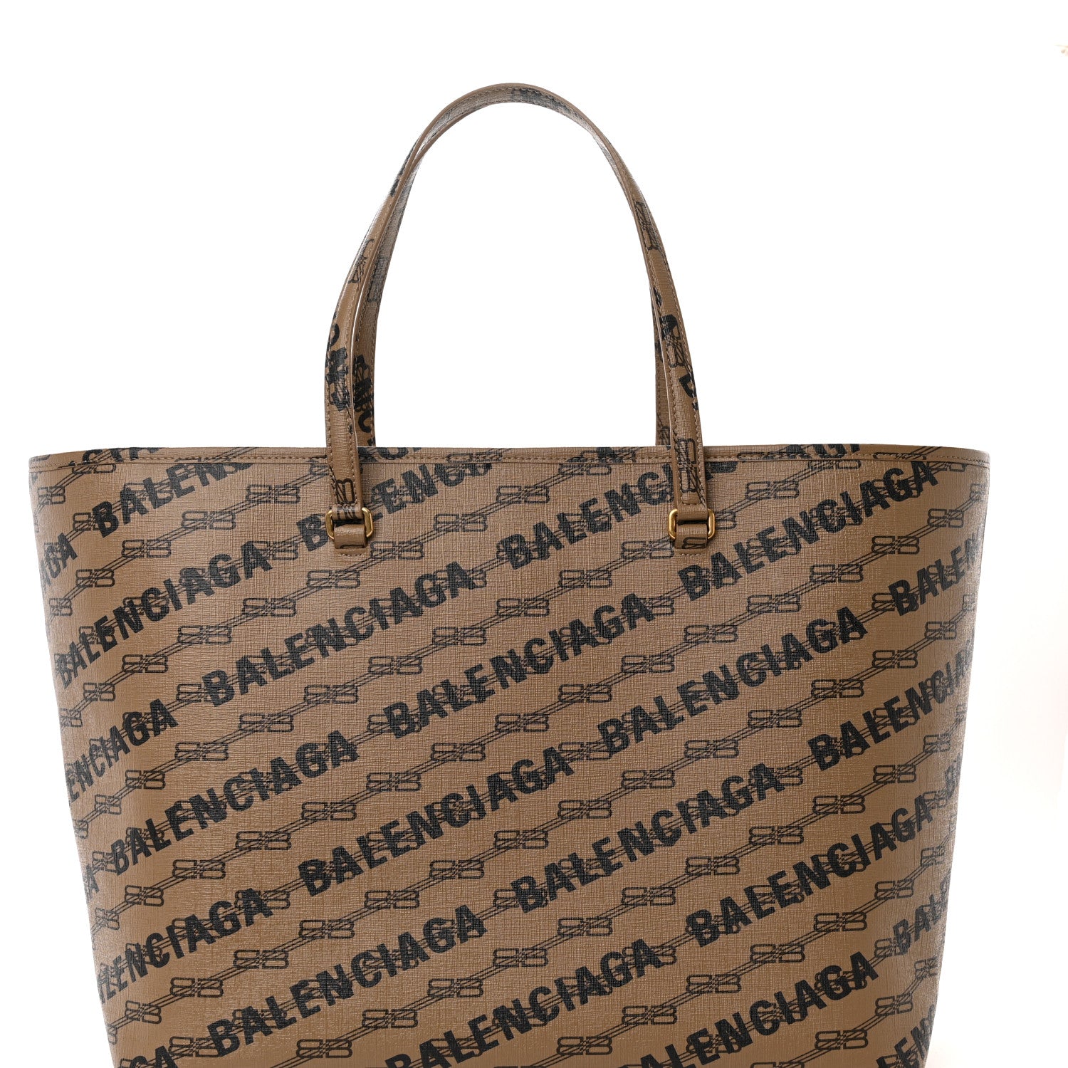 Balenciaga Coated Canvas BB Monogram Allover Logo Signature Tote Beige Brown Black 8 of 10