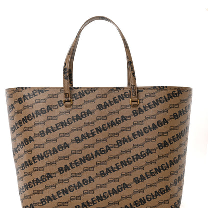 Balenciaga Coated Canvas BB Monogram Allover Logo Signature Tote Beige Brown Black 8 of 10