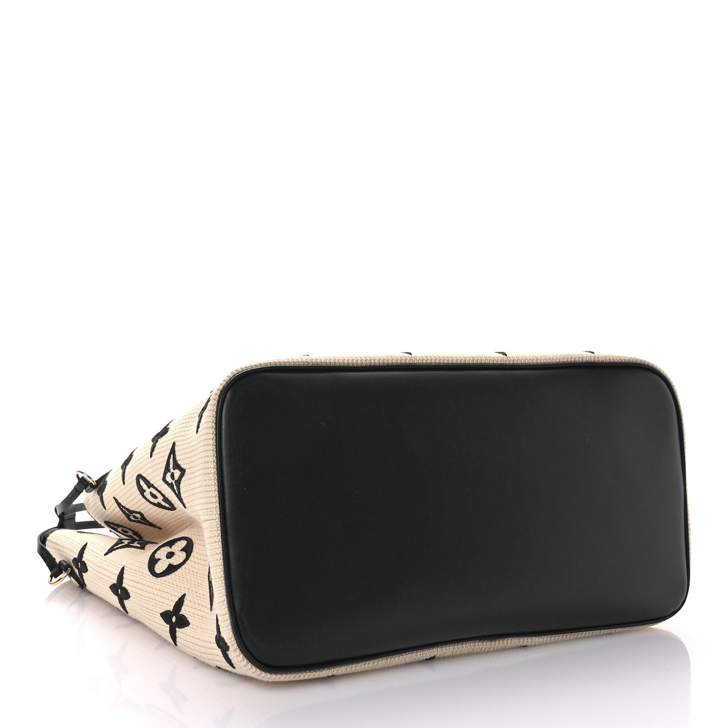 Cotton Monogram Embroidered Neverfull MM Beige Black