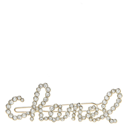 Chanel Metal Glass Swirling Pearls Hair Clip Gold 1 of 4