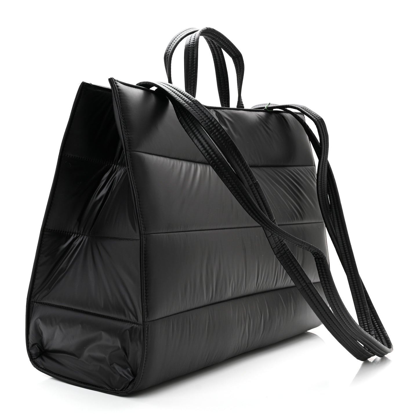 Nylon Large Puff Shopping Bag Black