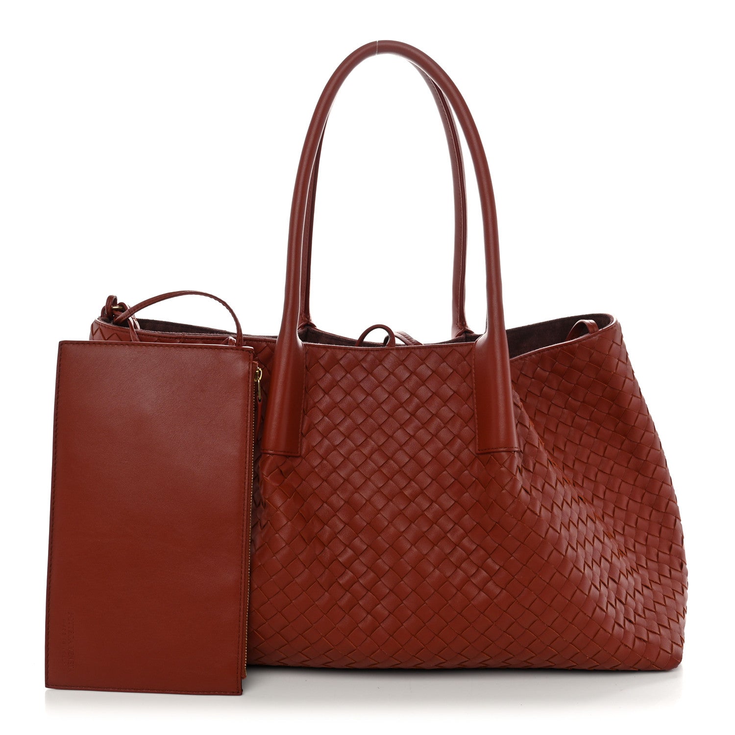 Bottega Veneta Calfskin Intrecciato Large Pinacoteca Reversible Tote Rust Deep Mahogany 3 of 10