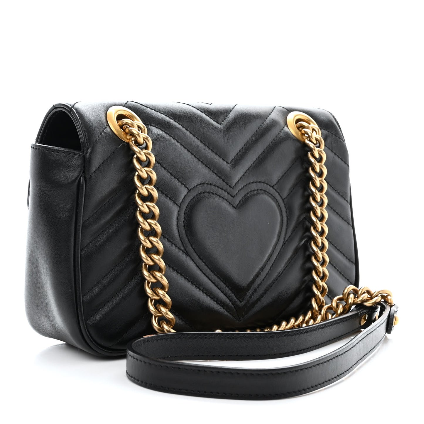 Calfskin Matelasse Small GG Marmont Shoulder Bag Black