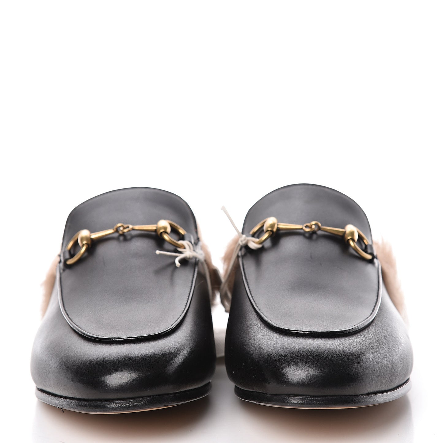 Calfskin Fur Womens Princetown Slippers 38.5 Black