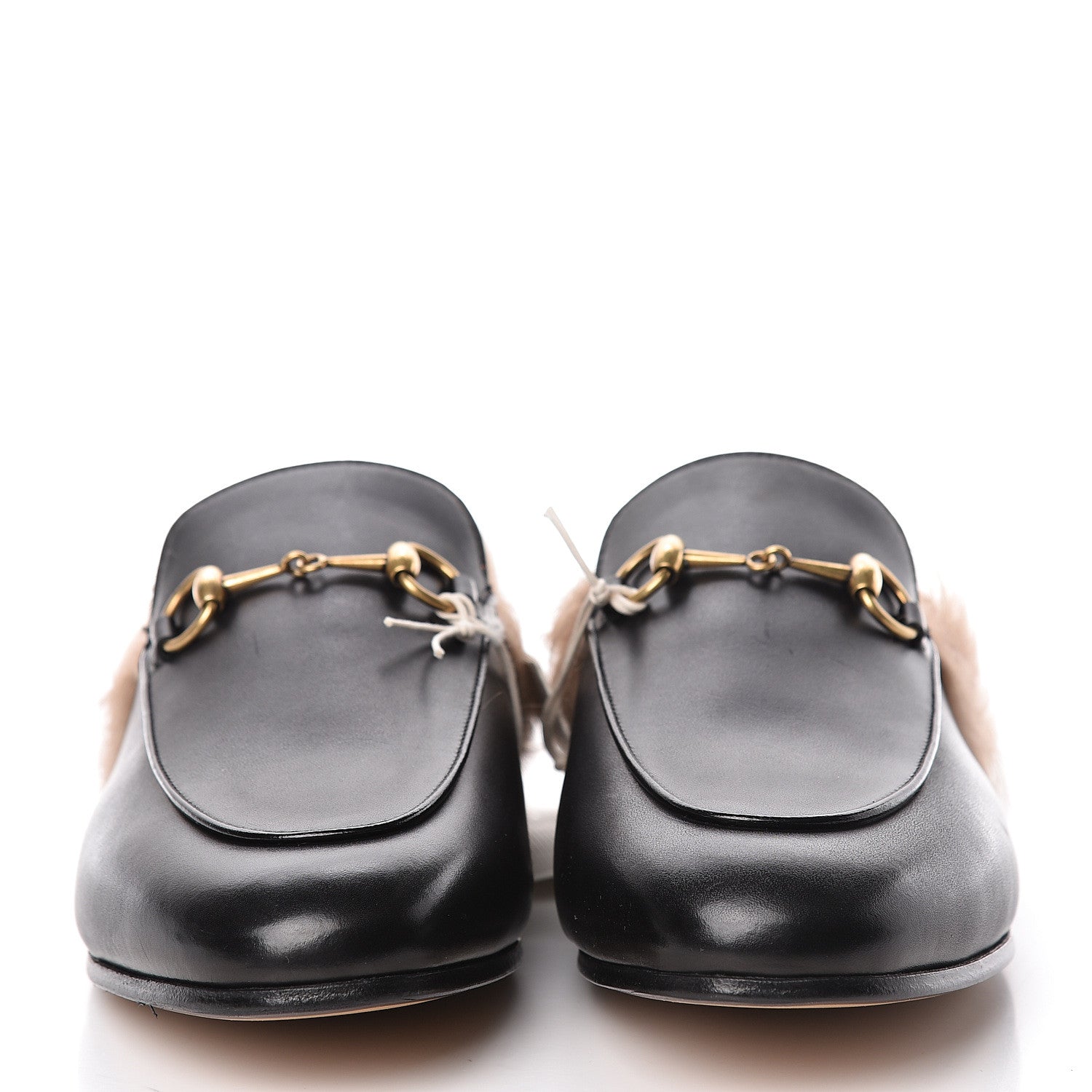 Gucci Calfskin Fur Womens Princetown Slippers 38.5 Black 2 of 9
