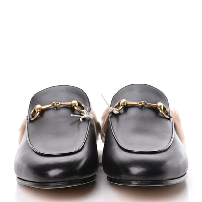 Gucci Calfskin Fur Womens Princetown Slippers 38.5 Black 2 of 9