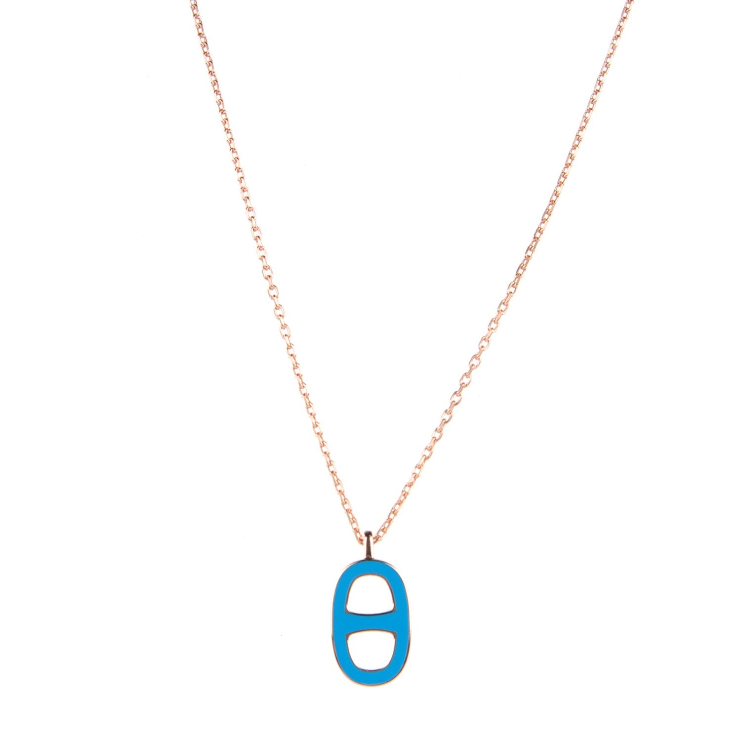 Hermes Laquered Iliade Pendant Necklace Bleu Paradis 1 of 5