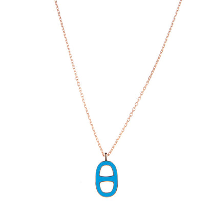 Hermes Laquered Iliade Pendant Necklace Bleu Paradis 1 of 5
