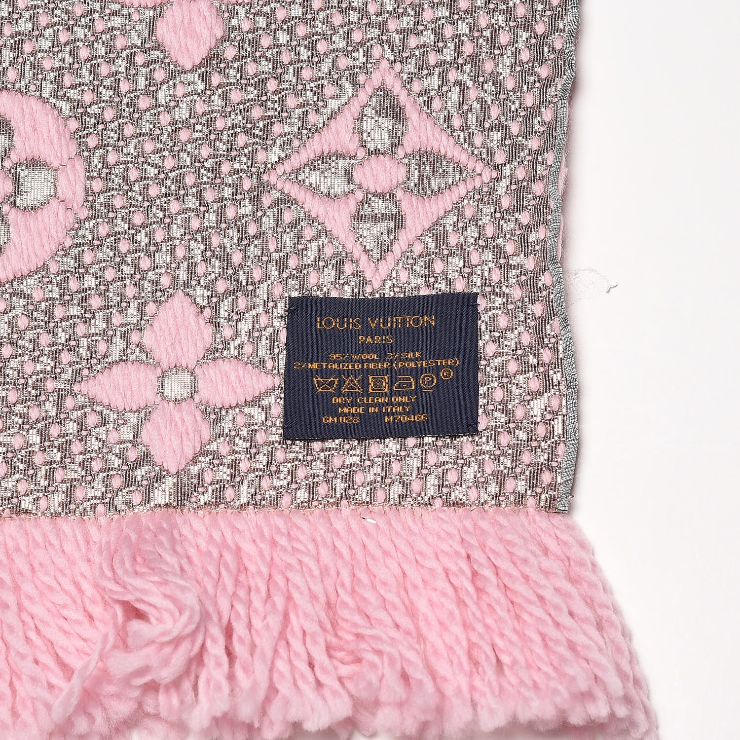 Louis Vuitton Wool Silk Logomania Shine Scarf Pink 4 of 4