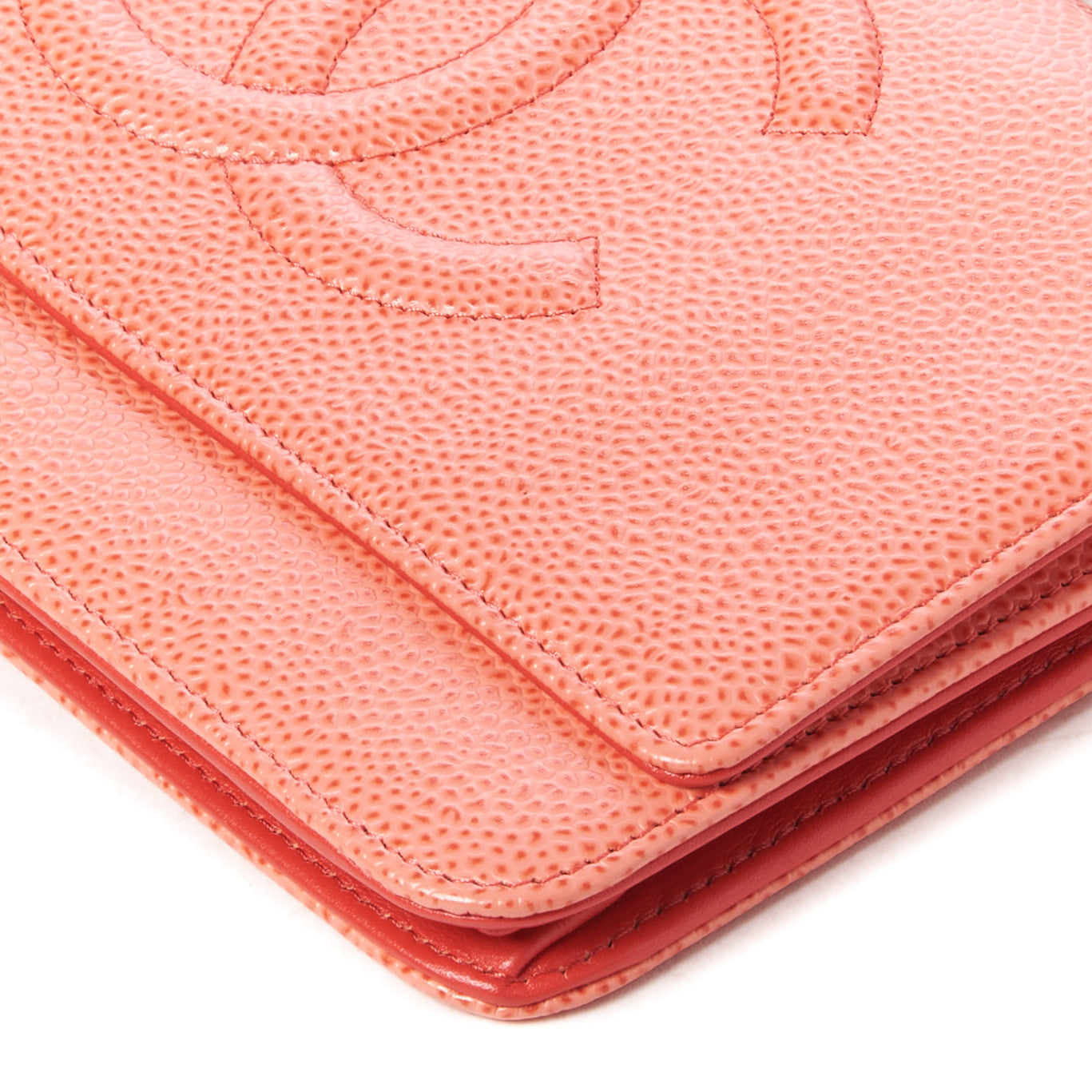 Chanel Caviar Timeless CC Wallet On Chain WOC Coral 4 of 9