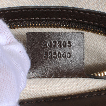 Gucci Monogram Selleria Calfskin Vintage Web Medium Boston Beige Ebony Cocoa 8 of 9