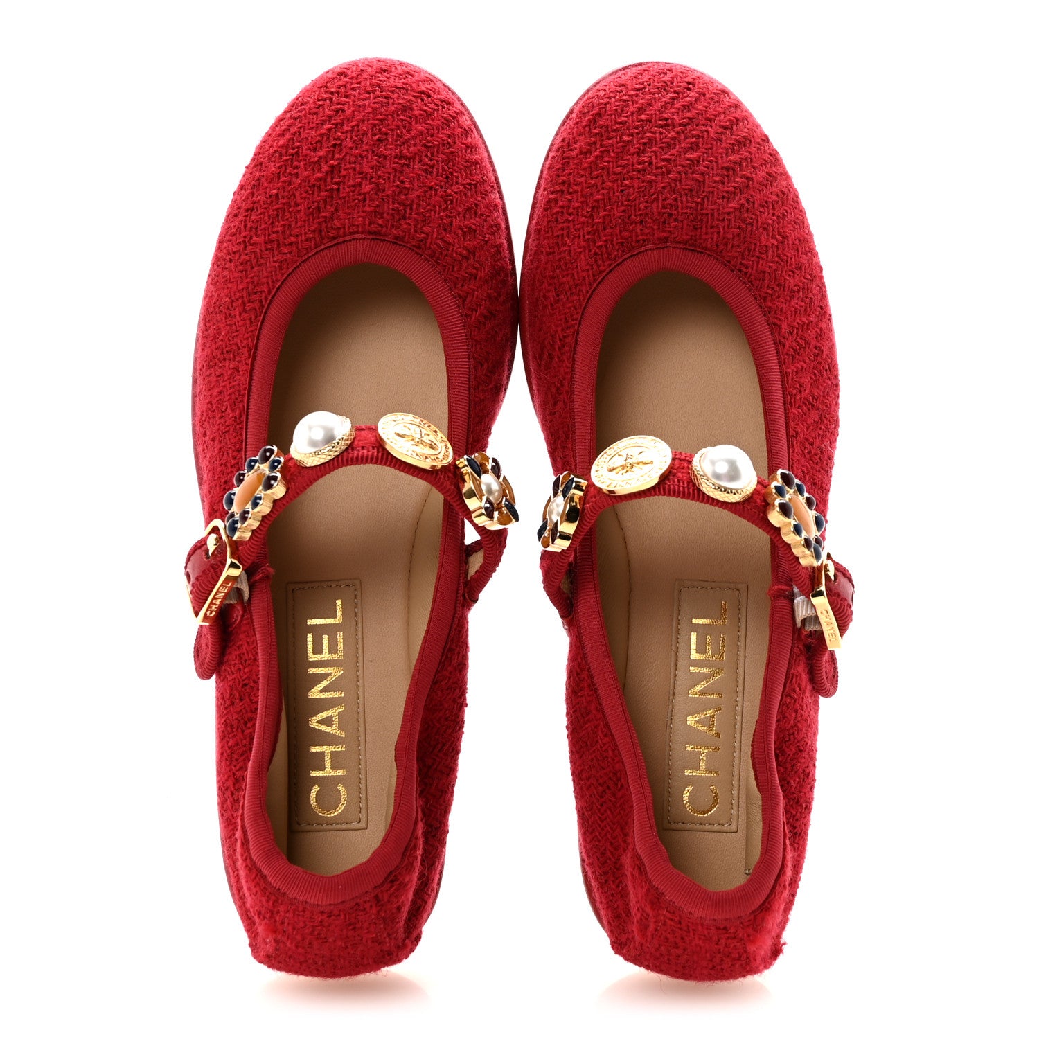 Chanel Wool Tweed Patent Mary Jane Flats 36 Red 1867940 – FASHIONPHILE