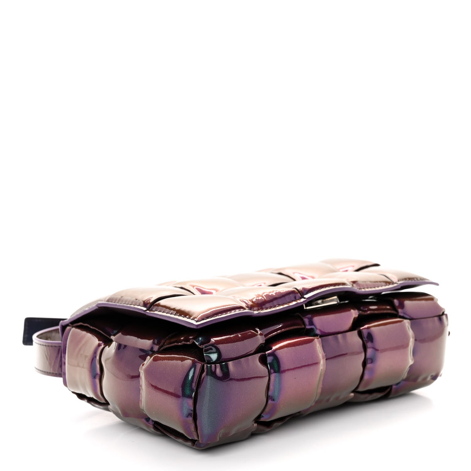 Bottega Veneta Glossy Nail Polish Nappa Maxi Intreccio Padded Cassette Crossbody Bag Holographic 4 of 9