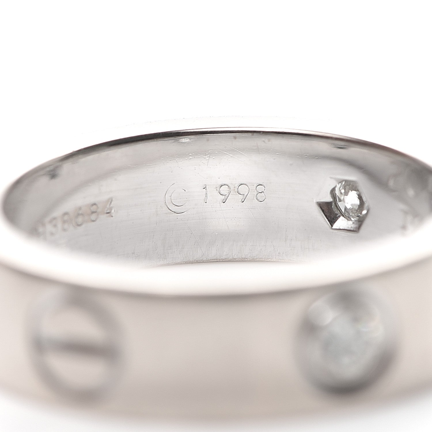 Cartier 18K White Gold 3 Diamond 5.5mm LOVE Ring 51 5.75 6 of 7