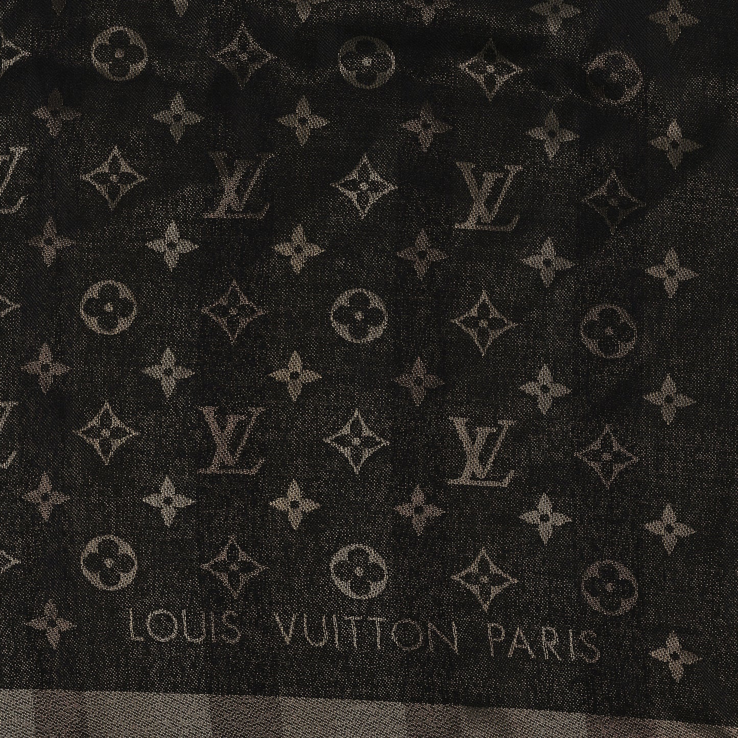 Silk Lurex Wool So Shine Monogram Shawl Black