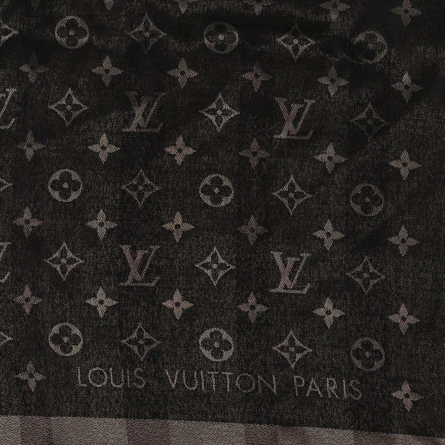 Louis Vuitton Silk Lurex Wool So Shine Monogram Shawl Black 2 of 3