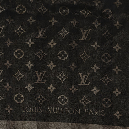 Louis Vuitton Silk Lurex Wool So Shine Monogram Shawl Black 2 of 3