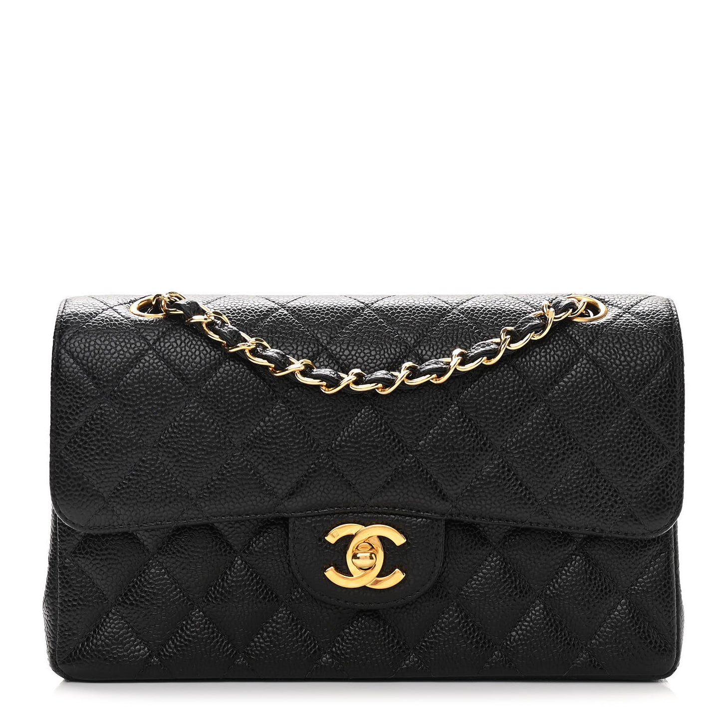 Caviar Quilted Small Double Flap Black