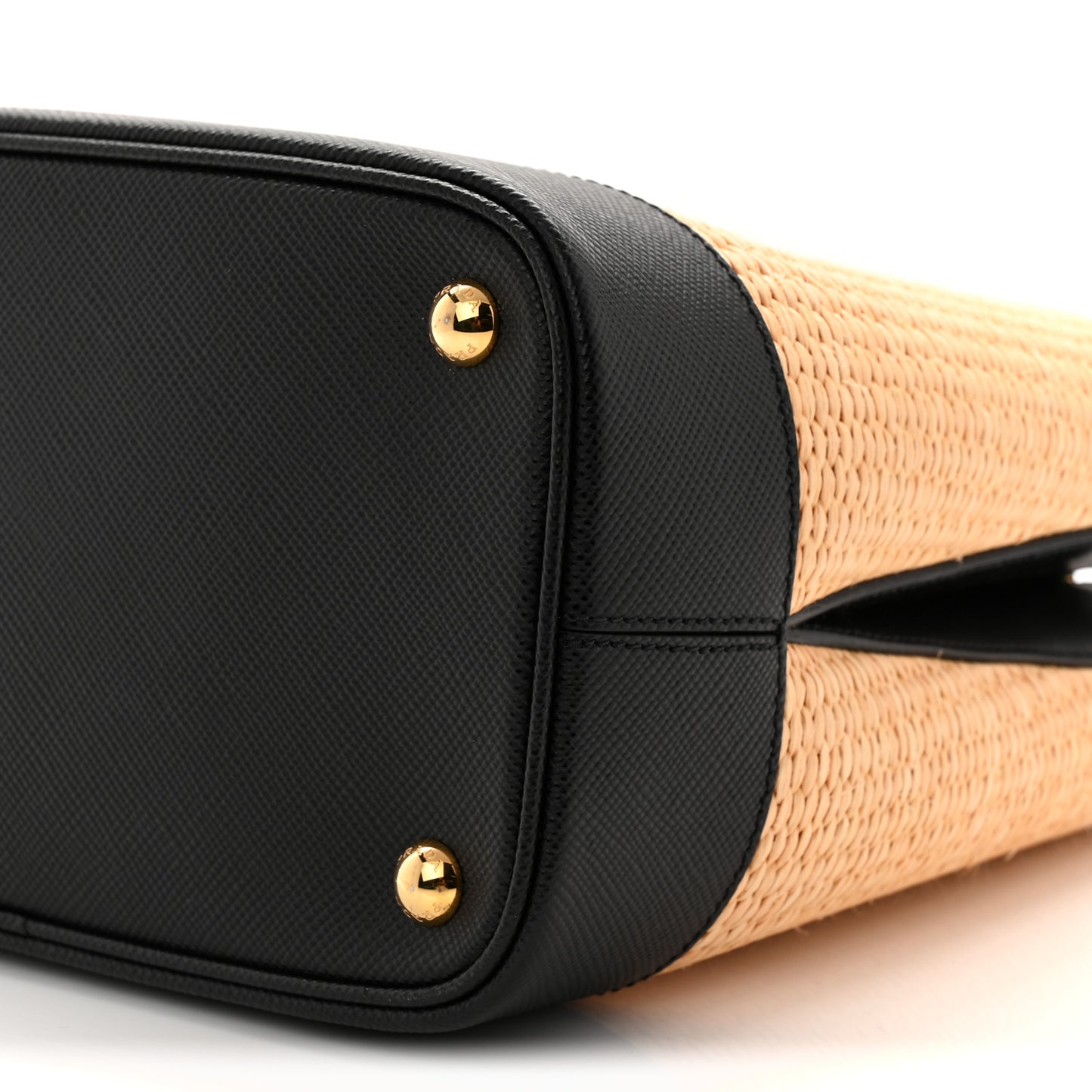 Paglia Saffiano Medium Panier Bucket Bag Naturale Black