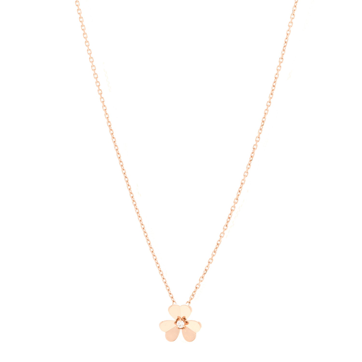 Van Cleef & Arpels 18K Rose Gold Diamond Small Frivole Pendant Necklace 1 of 6