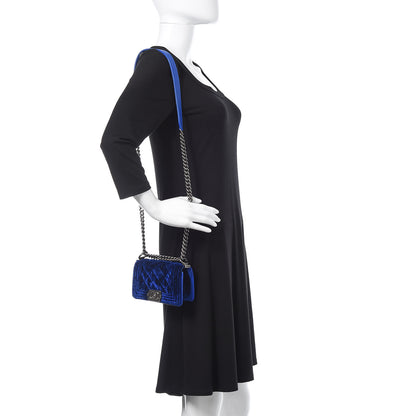 Chanel Velvet Quilted Mini Boy Flap Blue 2 of 12