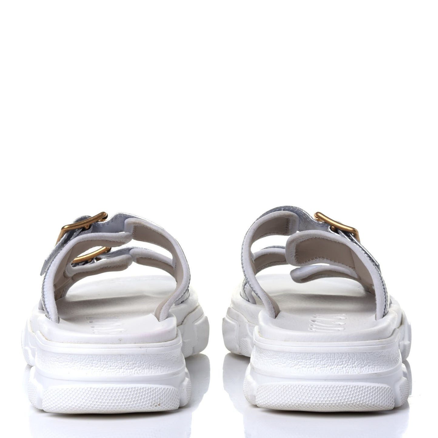 Metallic Nappa Aguru Slide Sandals 39.5 Argent Great White