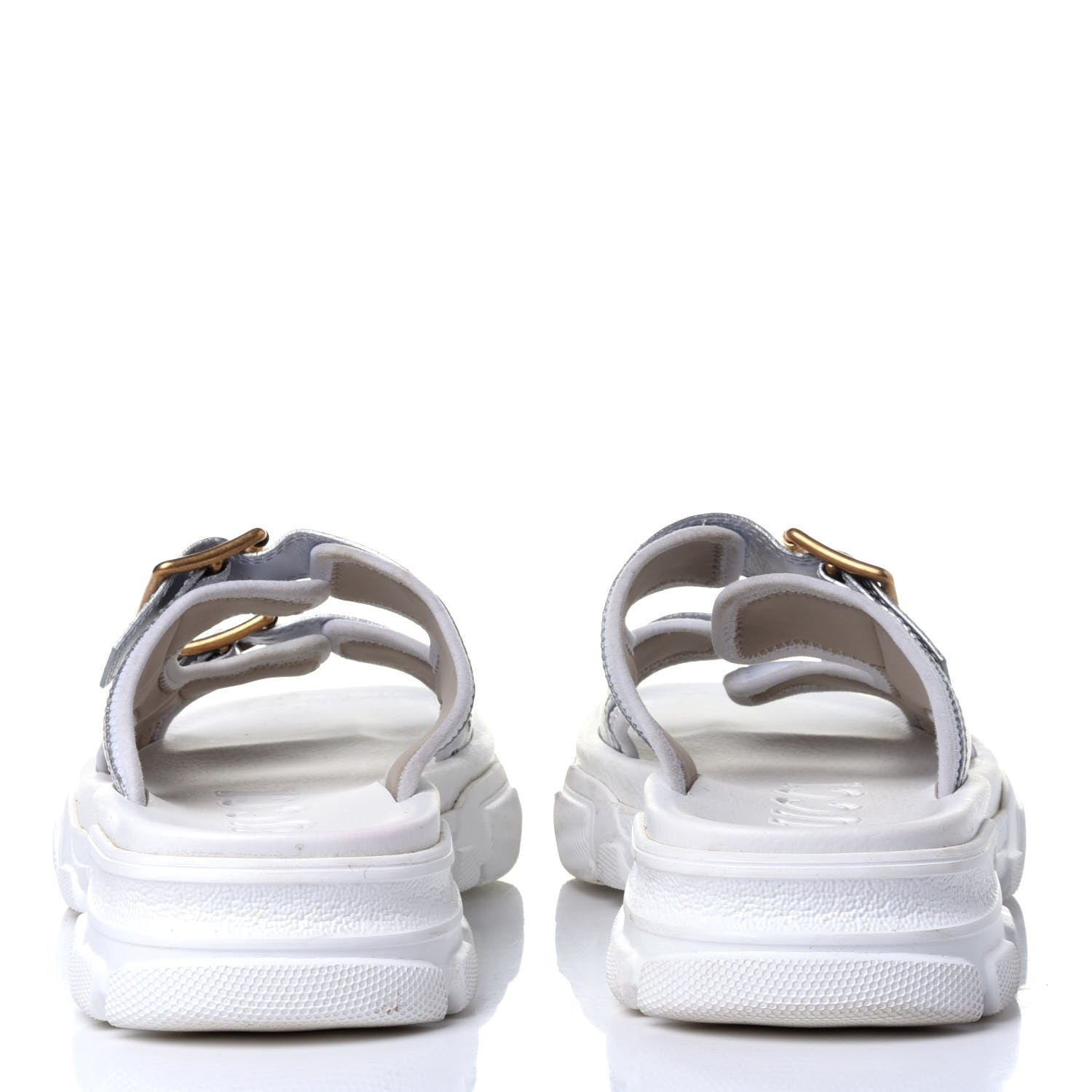 Gucci Metallic Nappa Aguru Slide Sandals 39.5 Argent Great White 5 of 10