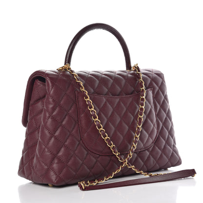 Chanel Caviar Lizard Quilted Medium Coco Handle Flap Burgundy 3 of 10