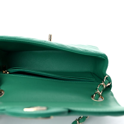 Chanel Lambskin Chevron Quilted Mini Rectangular Flap Green 5 of 10