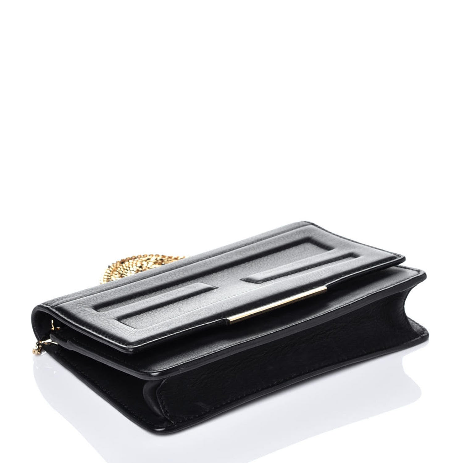 Fendi Vitello Flamingo Tube Wallet on Chain Black 4 of 11