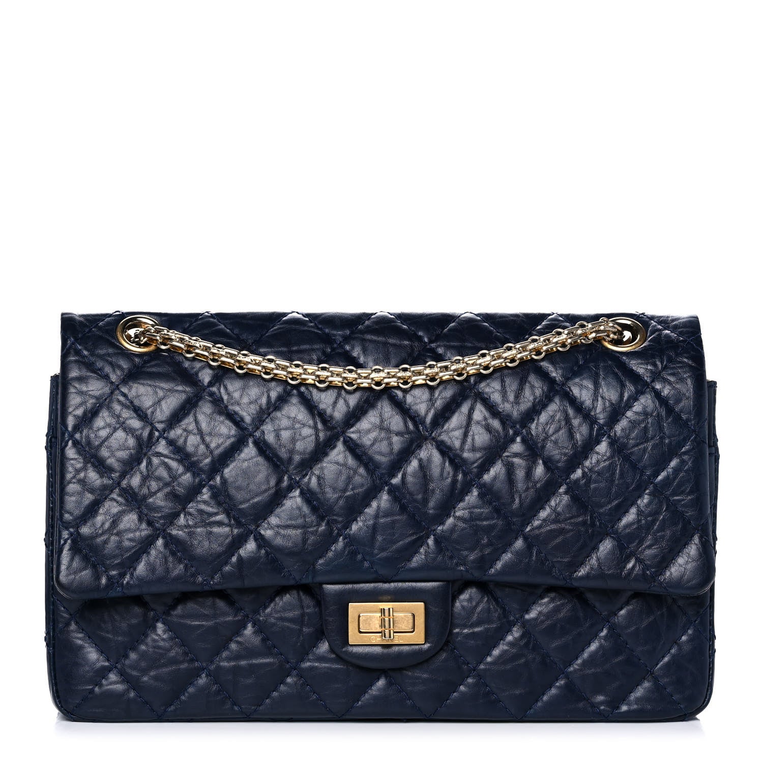 Chanel Aged Calfskin Quilted 2.55 Reissue 226 Flap Navy Blue 1 of 11