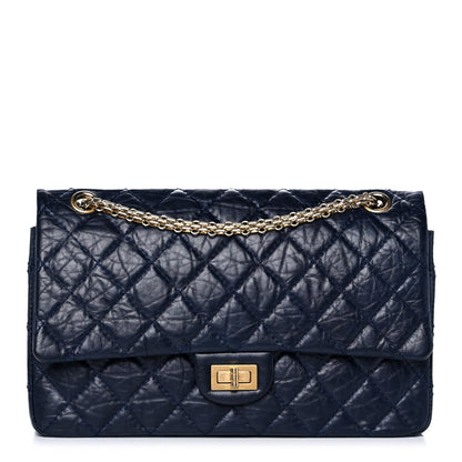 Chanel Aged Calfskin Quilted 2.55 Reissue 226 Flap Navy Blue 1 of 11
