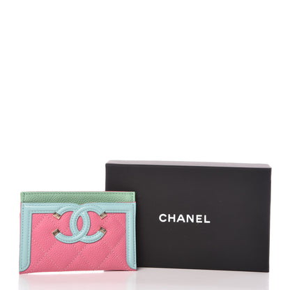 Chanel Caviar Quilted CC Filigree Card Holder Pink Blue Green 10 of 10