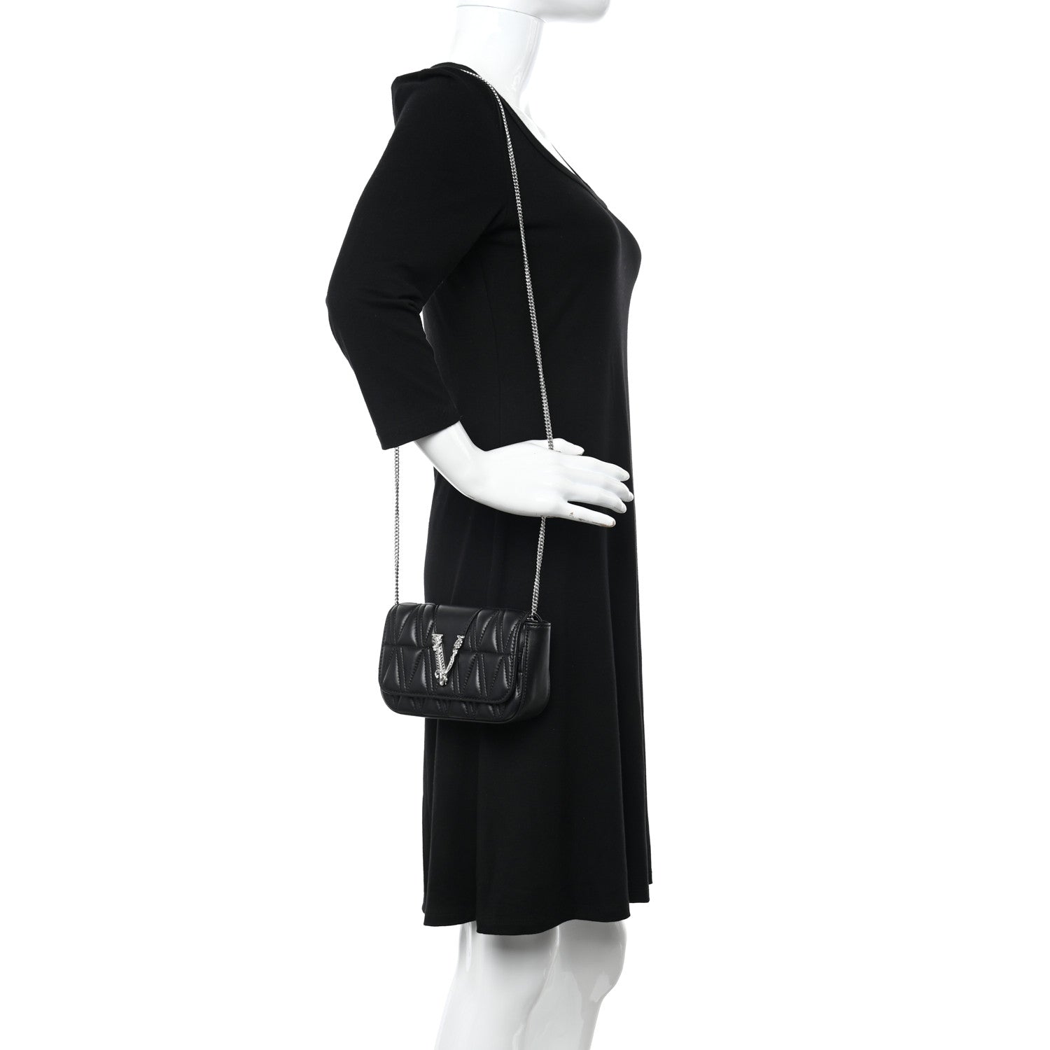 Versace Nappa Quilted Virtus Evening Bag Black 2 of 9