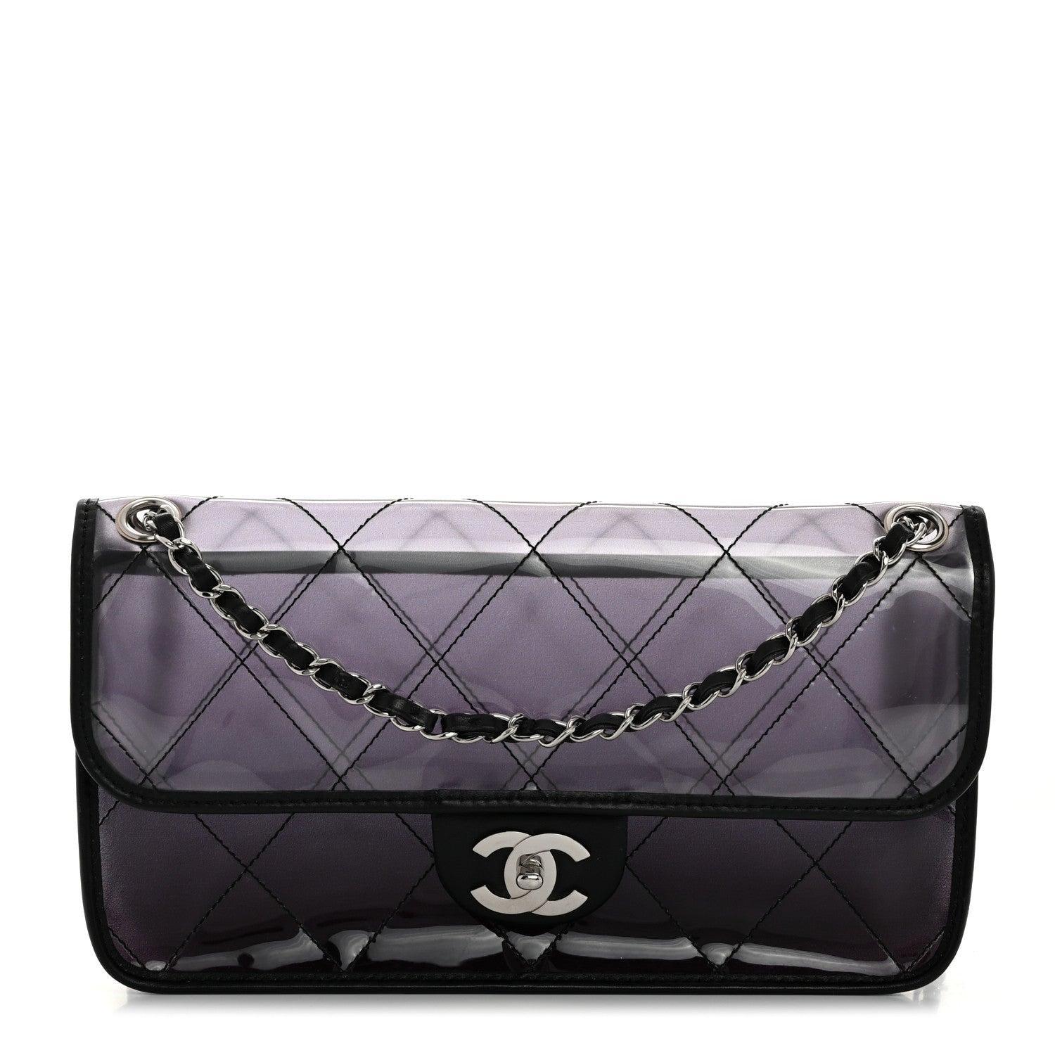 Chanel Vinyl Quilted Degrade Jumbo Single Flap Black 1 of 12