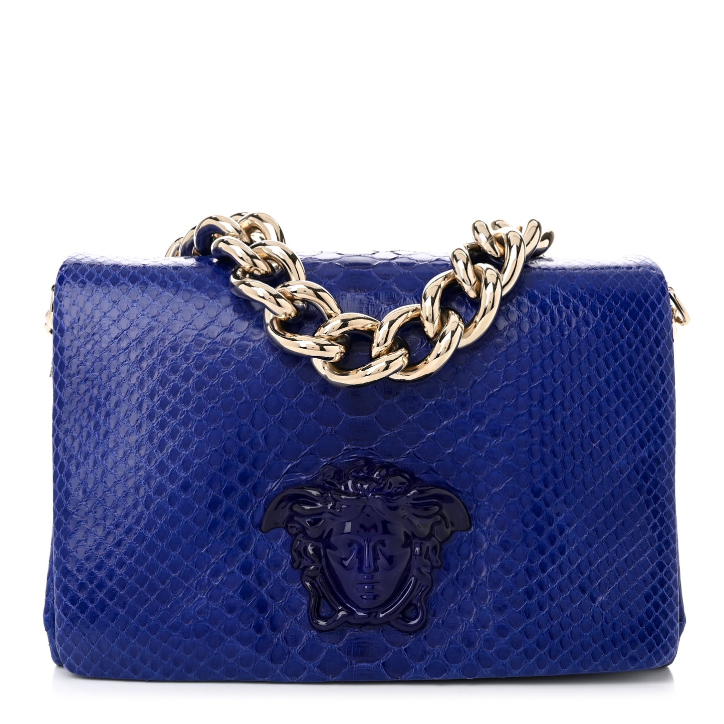 Patent Snakeskin Palazzo Sultan Shoulder Bag Blue
