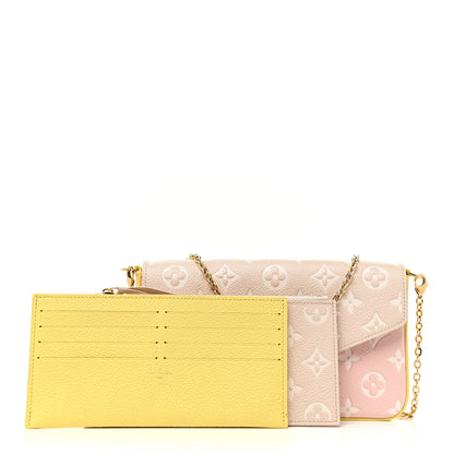 Louis Vuitton Empreinte Spring in the City Felicie Pochette Chain Wallet Pink Beige Yellow 1 of 11