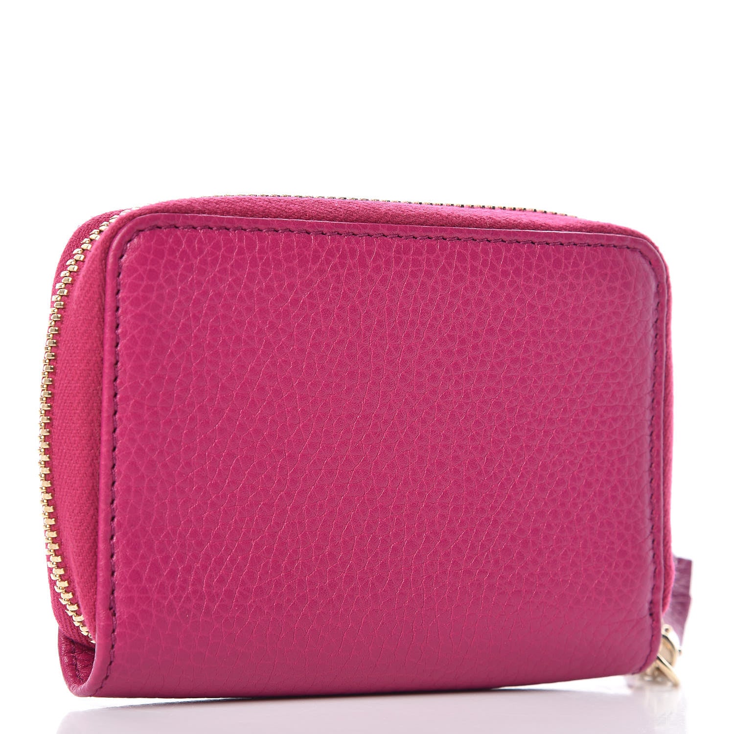 Gucci Pebbled Calfskin Soho Compact Disco Zip Around Wallet Bright Bougainvillea 3 of 8