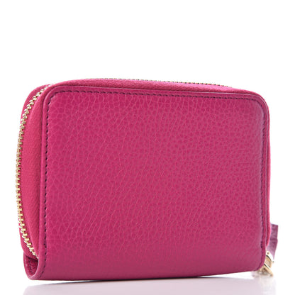 Gucci Pebbled Calfskin Soho Compact Disco Zip Around Wallet Bright Bougainvillea 3 of 8
