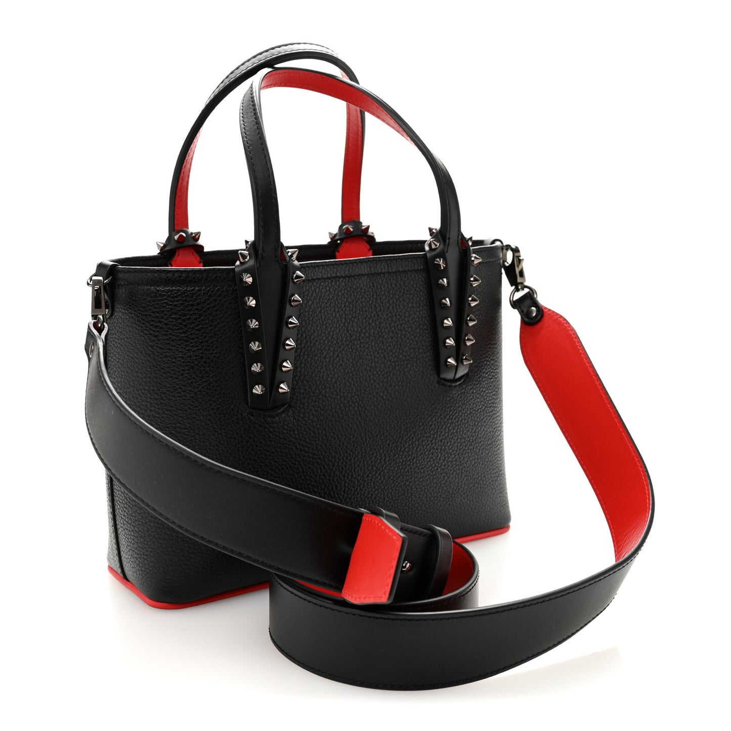 Calfskin Spikes Mini East West Cabata Tote Black