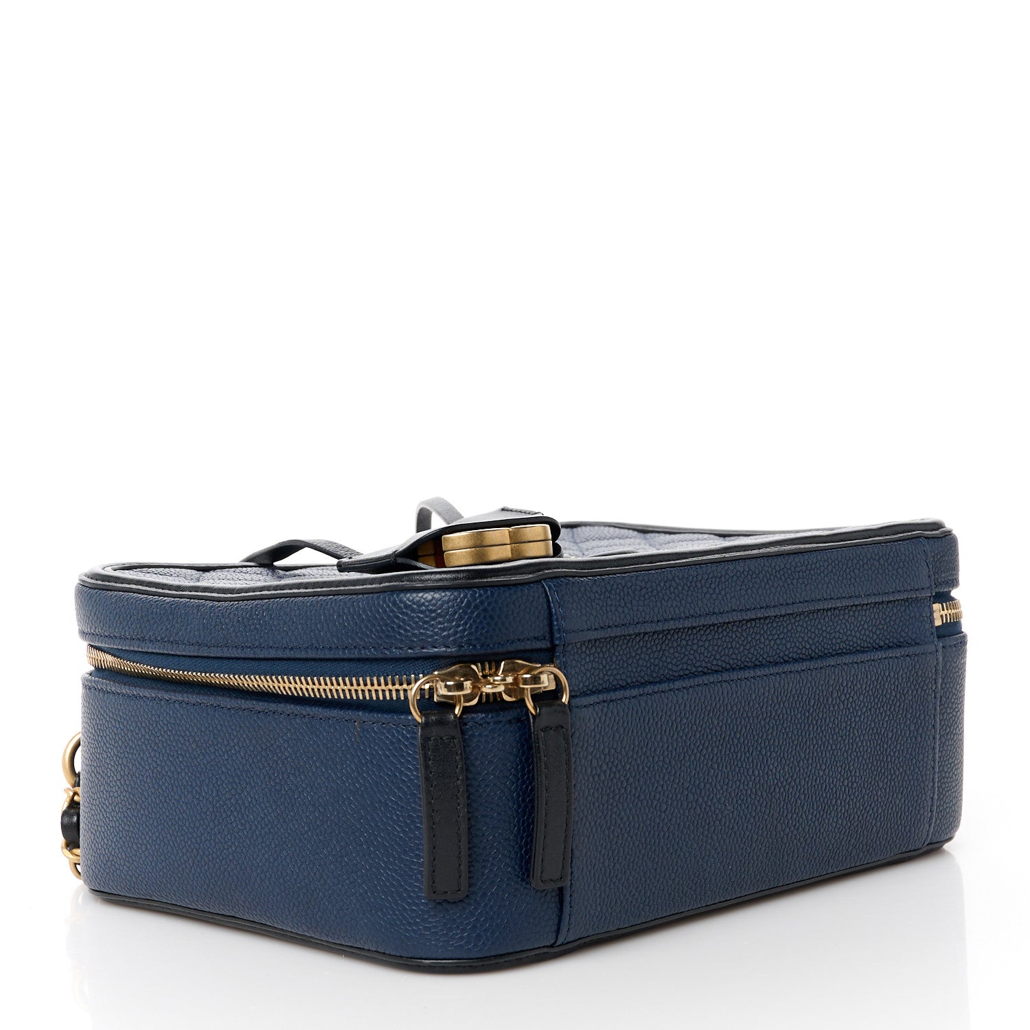 Chanel Caviar Quilted Large CC Filigree Vanity Case Navy Black 5 of 12