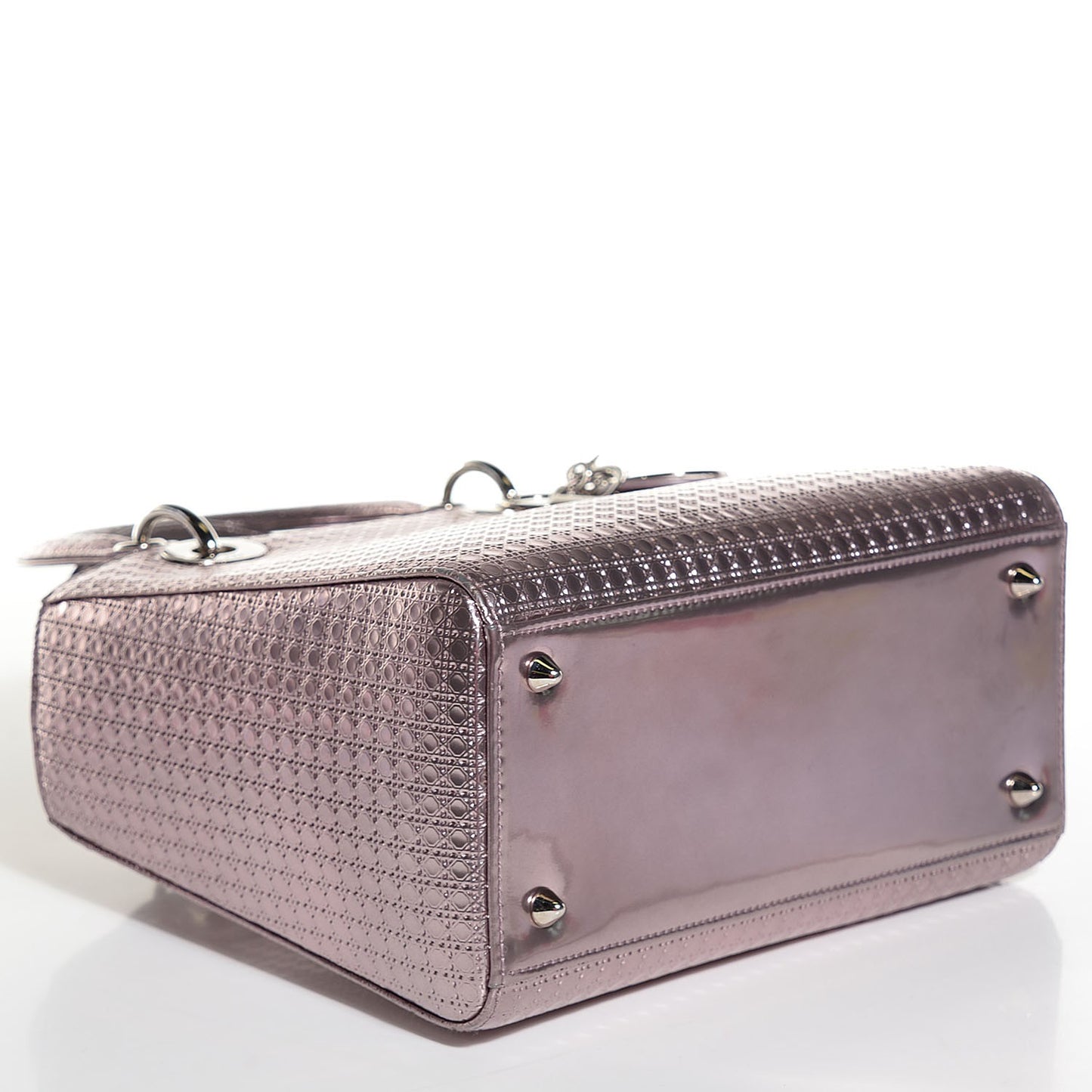 Metallic Patent Micro-Cannage Medium Lady Dior Pink