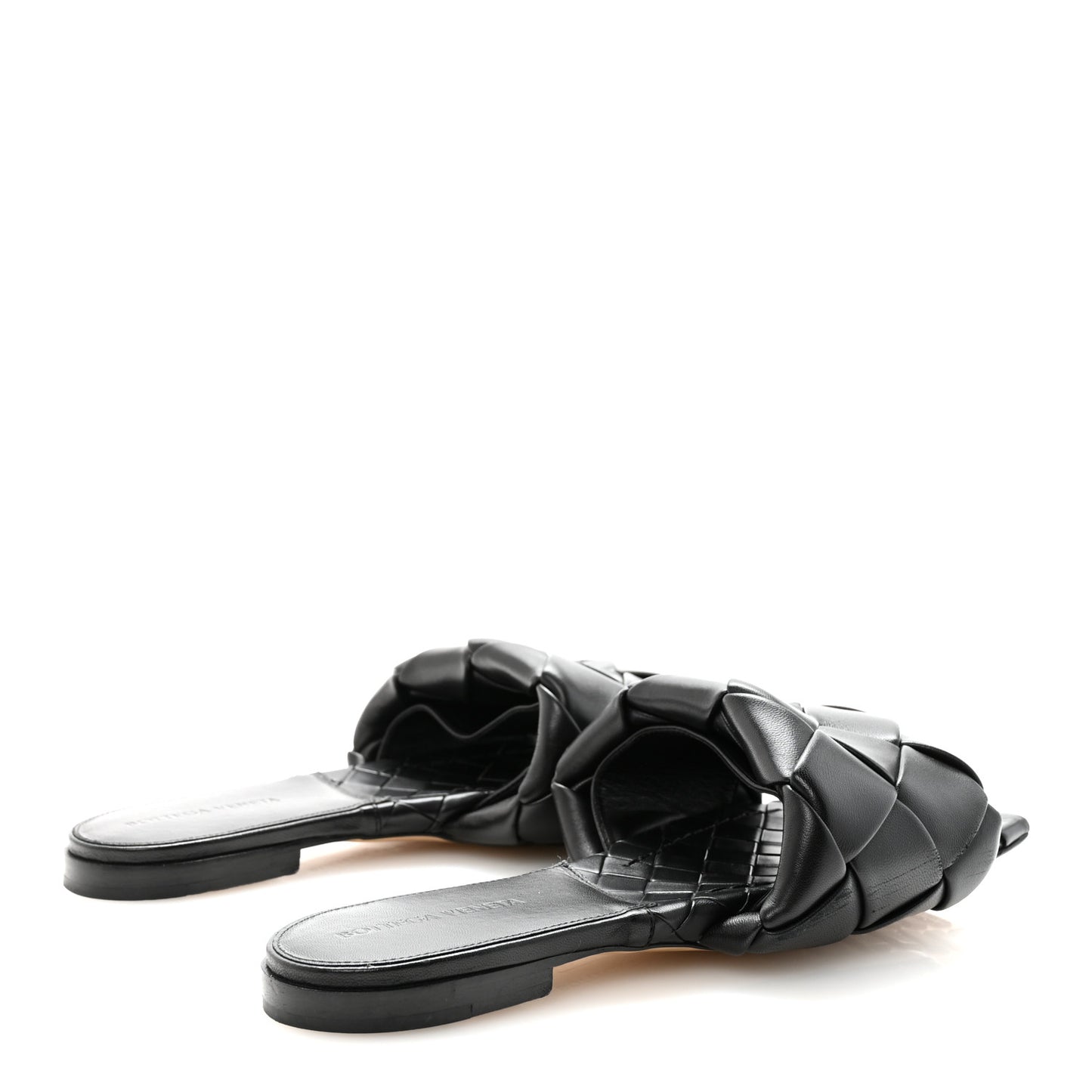 Nappa Maxi Intrecciato Lido Flat Sandals 39.5 Black
