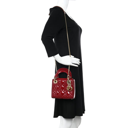 Christian Dior Patent Cannage Mini Lady Dior Red 2 of 18