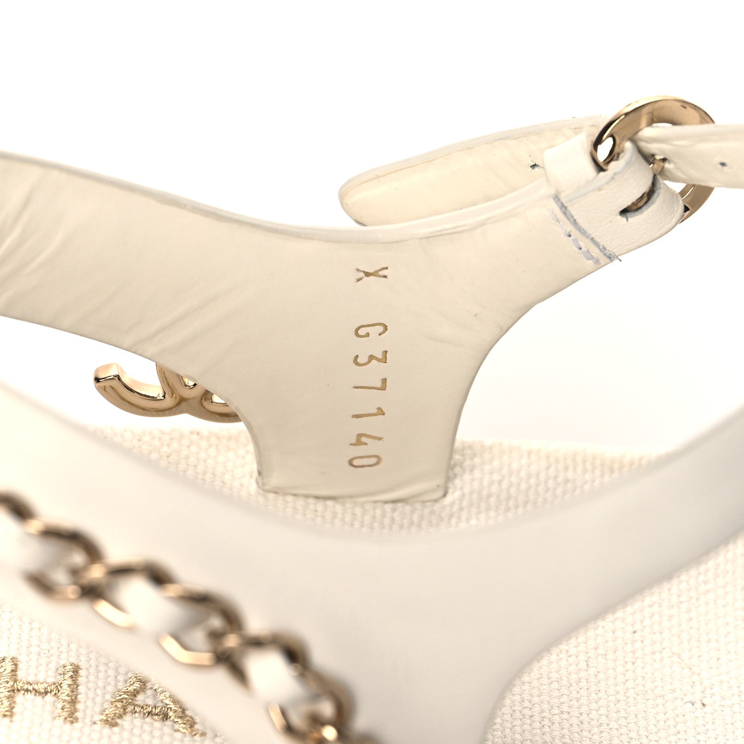 Chanel Calfskin Chain Platform Sandals 39 White 9 of 11