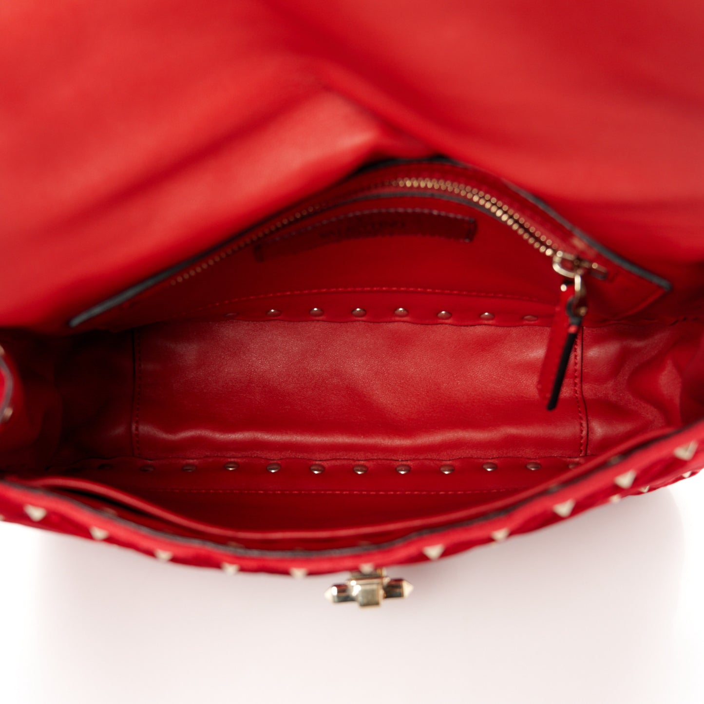 Velvet Medium Rockstud Spike Shoulder Bag Rosso Valentino