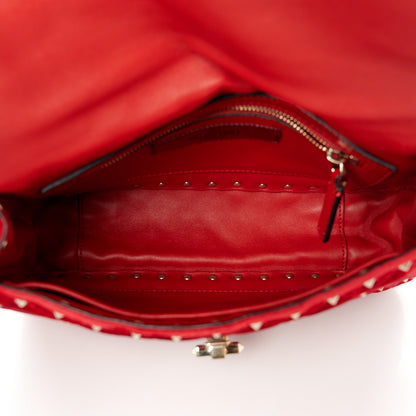 Valentino Garavani Velvet Medium Rockstud Spike Shoulder Bag Rosso Valentino 5 of 10