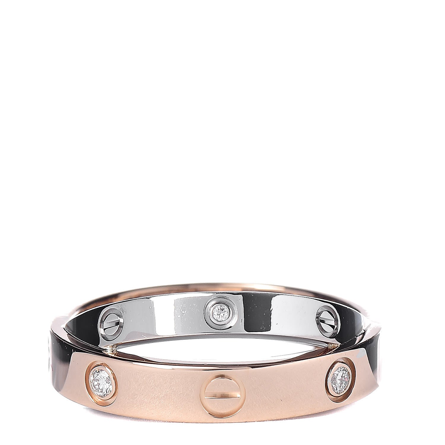 Cartier 18K Pink White Gold 6 Diamonds LOVE Ring 47 4 1 of 5
